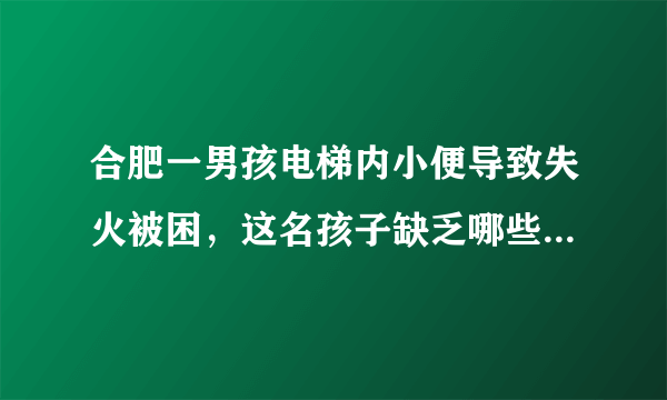 合肥一男孩电梯内小便导致失火被困，这名孩子缺乏哪些安全意识？