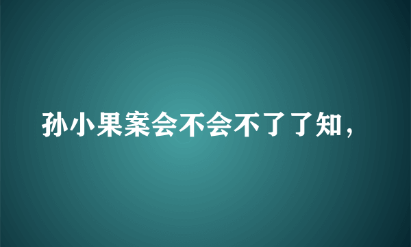 孙小果案会不会不了了知，