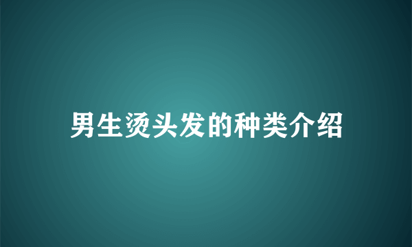 男生烫头发的种类介绍