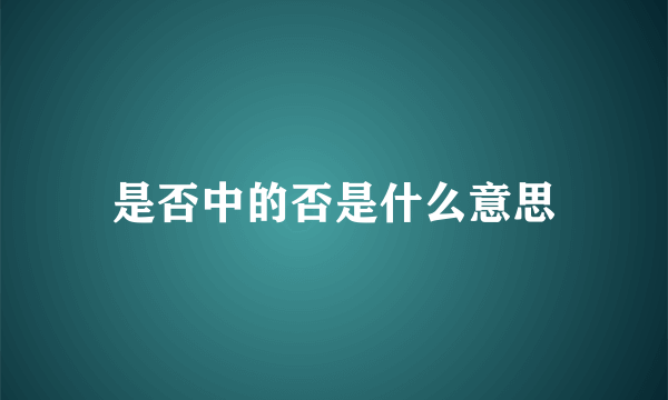 是否中的否是什么意思