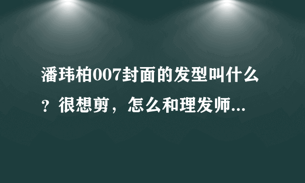 潘玮柏007封面的发型叫什么？很想剪，怎么和理发师说？就是下面这张图上的。