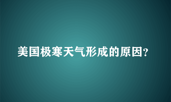 美国极寒天气形成的原因？