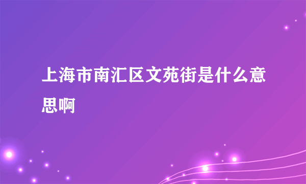 上海市南汇区文苑街是什么意思啊