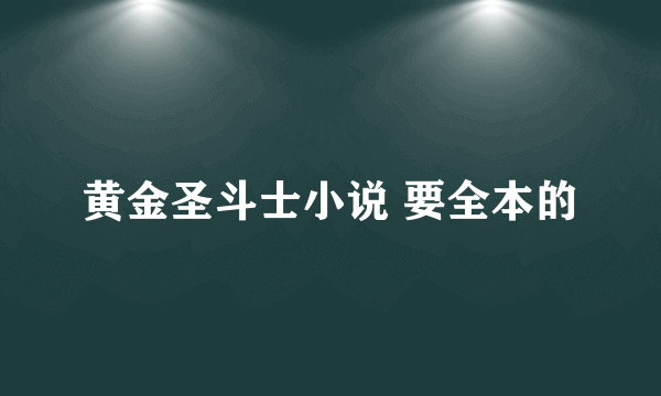 黄金圣斗士小说 要全本的