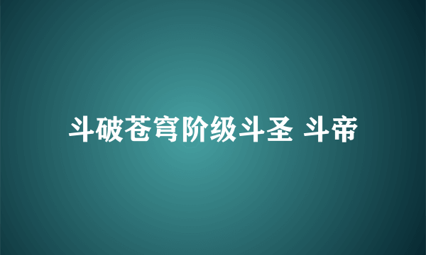 斗破苍穹阶级斗圣 斗帝