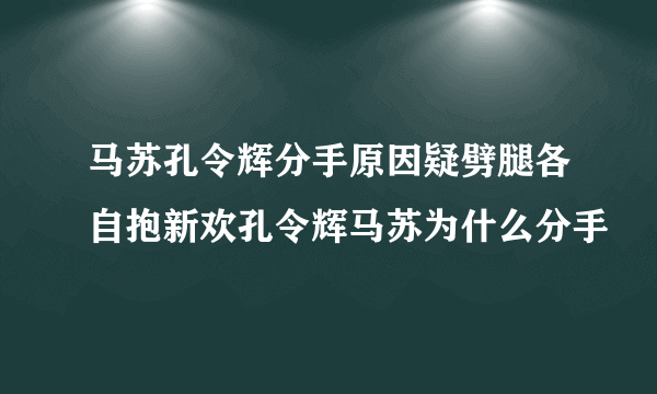 马苏孔令辉分手原因疑劈腿各自抱新欢孔令辉马苏为什么分手