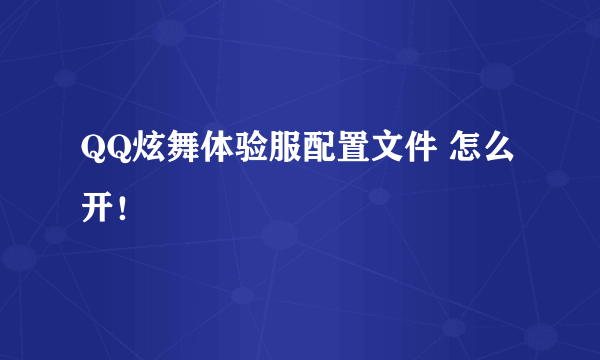 QQ炫舞体验服配置文件 怎么开！