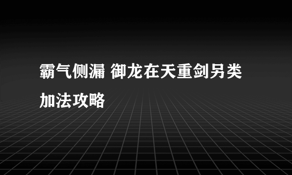 霸气侧漏 御龙在天重剑另类加法攻略