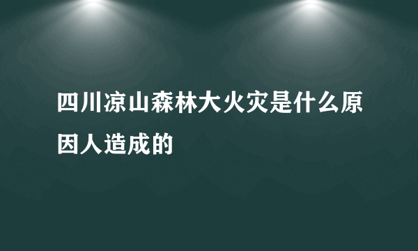 四川凉山森林大火灾是什么原因人造成的