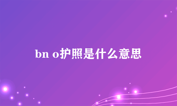 bn o护照是什么意思