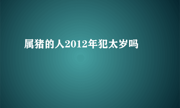 属猪的人2012年犯太岁吗