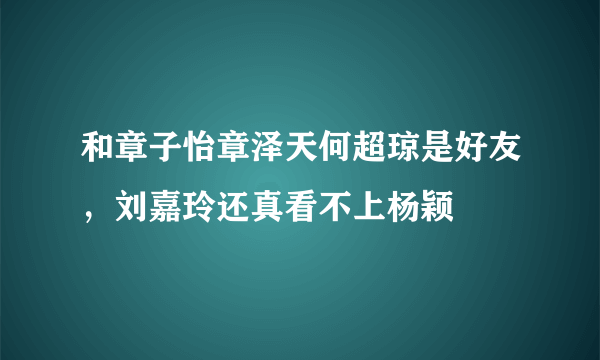 和章子怡章泽天何超琼是好友，刘嘉玲还真看不上杨颖