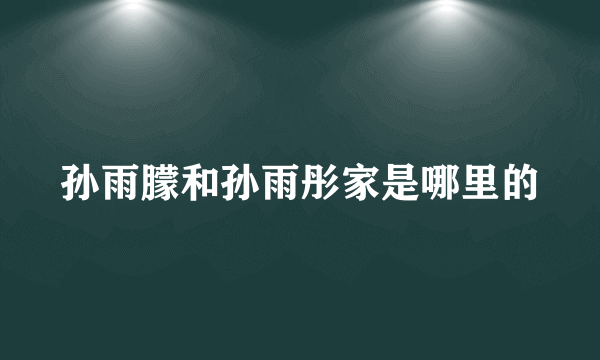 孙雨朦和孙雨彤家是哪里的