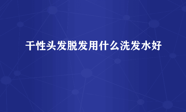 干性头发脱发用什么洗发水好