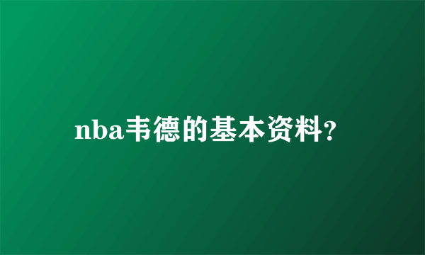 nba韦德的基本资料？