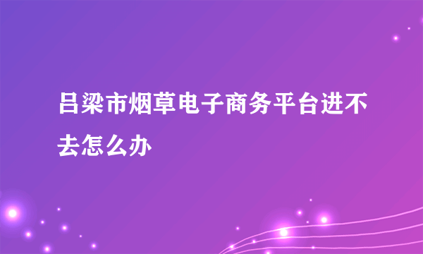 吕梁市烟草电子商务平台进不去怎么办