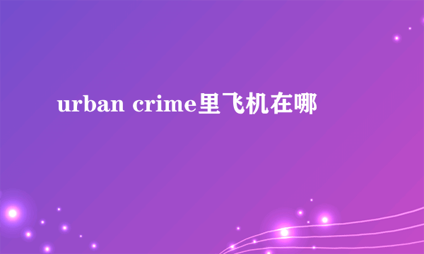 urban crime里飞机在哪