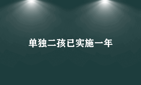 单独二孩已实施一年