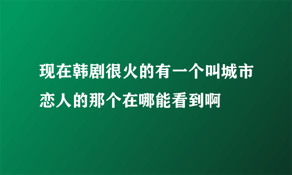 现在韩剧很火的有一个叫城市恋人的那个在哪能看到啊