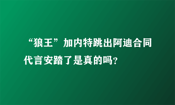 “狼王”加内特跳出阿迪合同代言安踏了是真的吗？