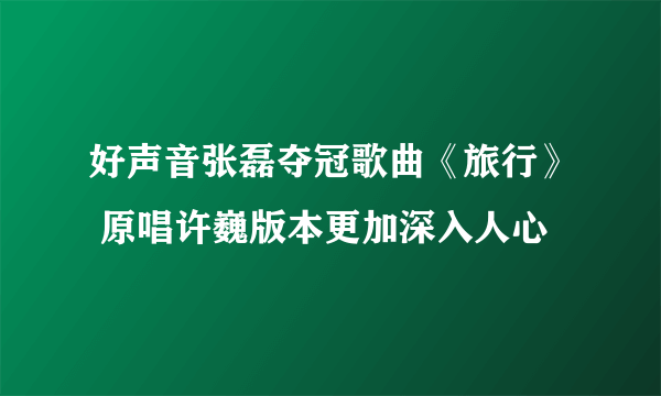 好声音张磊夺冠歌曲《旅行》 原唱许巍版本更加深入人心