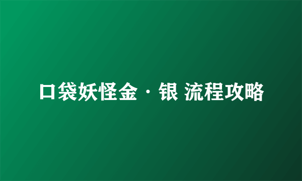 口袋妖怪金·银 流程攻略