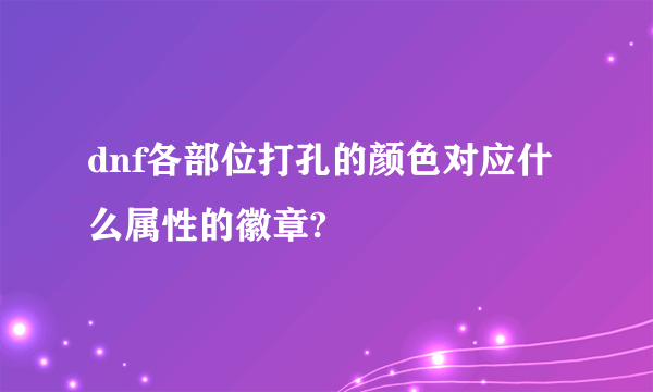 dnf各部位打孔的颜色对应什么属性的徽章?