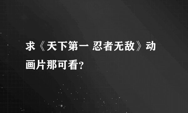 求《天下第一 忍者无敌》动画片那可看？