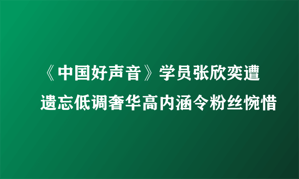 《中国好声音》学员张欣奕遭遗忘低调奢华高内涵令粉丝惋惜