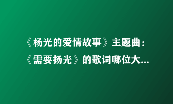 《杨光的爱情故事》主题曲：《需要扬光》的歌词哪位大哥大姐有啊？？