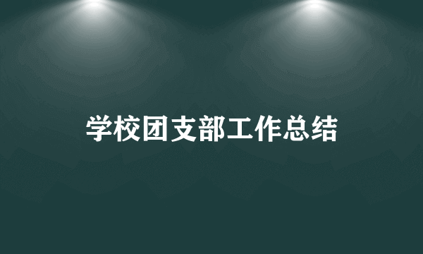 学校团支部工作总结