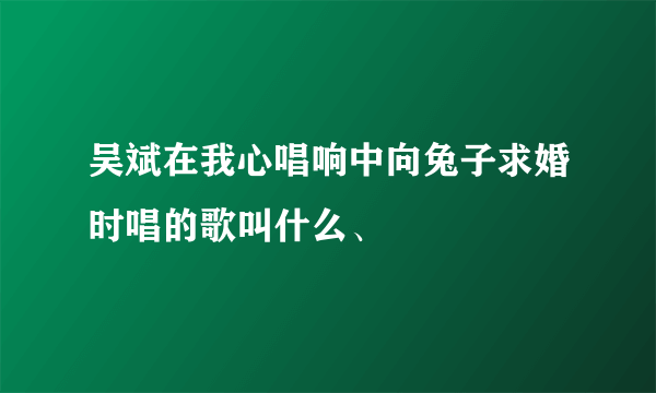 吴斌在我心唱响中向兔子求婚时唱的歌叫什么、