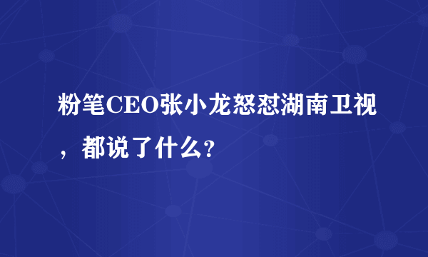 粉笔CEO张小龙怒怼湖南卫视，都说了什么？