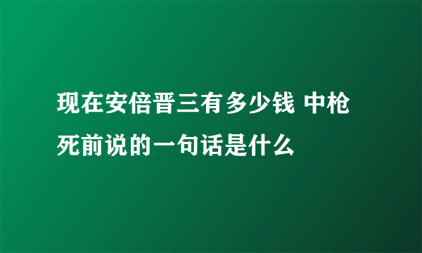 现在安倍晋三有多少钱 中枪死前说的一句话是什么