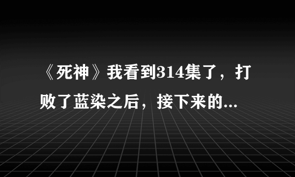 《死神》我看到314集了，打败了蓝染之后，接下来的剧情是什么呀？ 感觉像是主要的故事讲完了，再没什么了