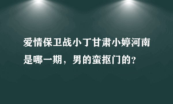 爱情保卫战小丁甘肃小婷河南是哪一期，男的蛮抠门的？