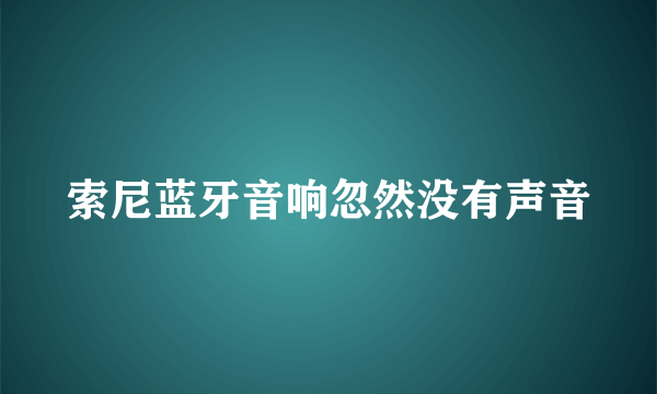 索尼蓝牙音响忽然没有声音