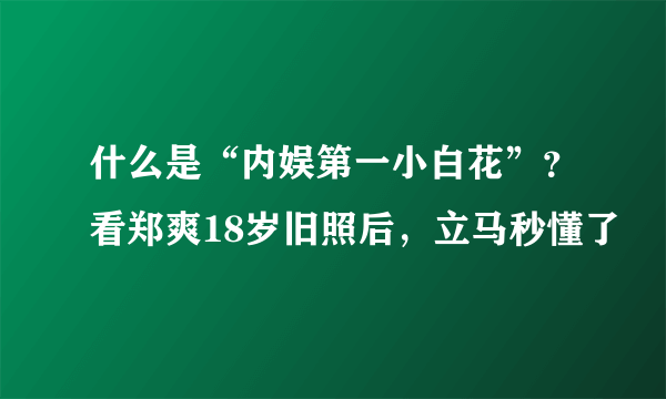 什么是“内娱第一小白花”？看郑爽18岁旧照后，立马秒懂了