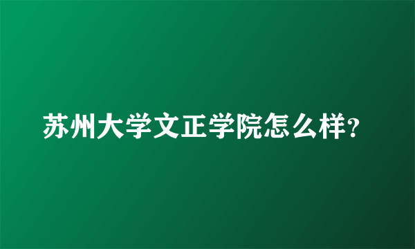 苏州大学文正学院怎么样？