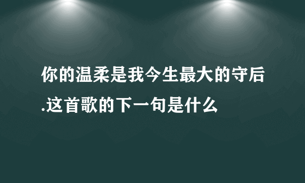 你的温柔是我今生最大的守后.这首歌的下一句是什么