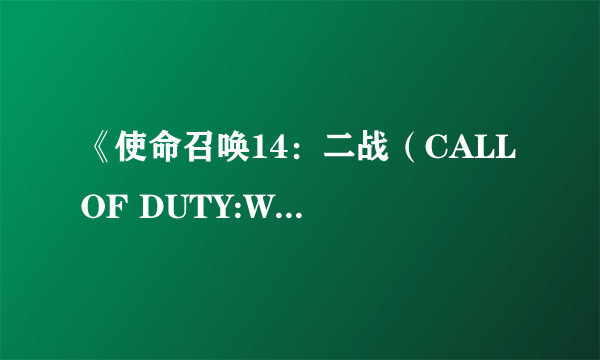 《使命召唤14：二战（CALL OF DUTY:WWII）》正式公布 简中倒计时官网上线