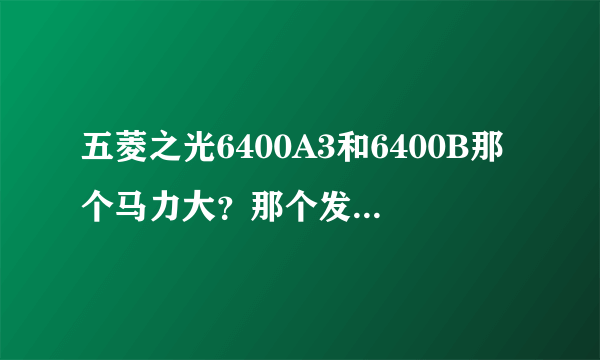 五菱之光6400A3和6400B那个马力大？那个发动机好。谢谢