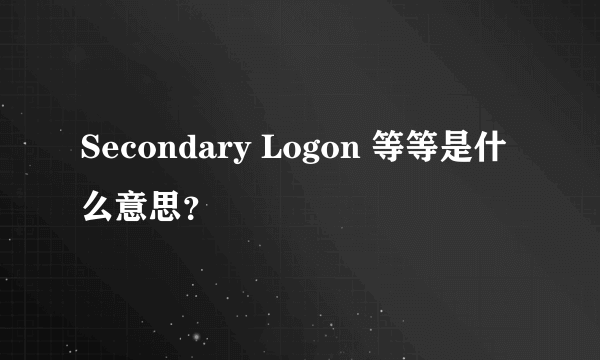 Secondary Logon 等等是什么意思？