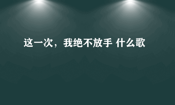 这一次，我绝不放手 什么歌