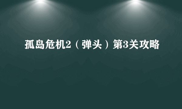 孤岛危机2（弹头）第3关攻略