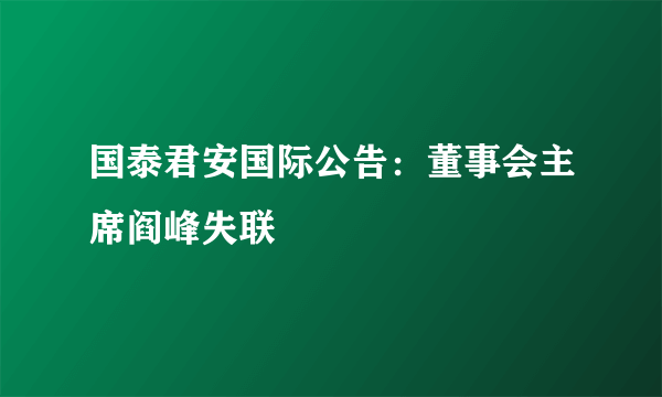 国泰君安国际公告：董事会主席阎峰失联