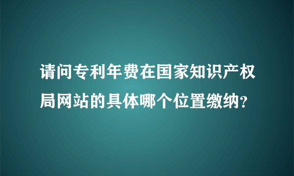 请问专利年费在国家知识产权局网站的具体哪个位置缴纳？