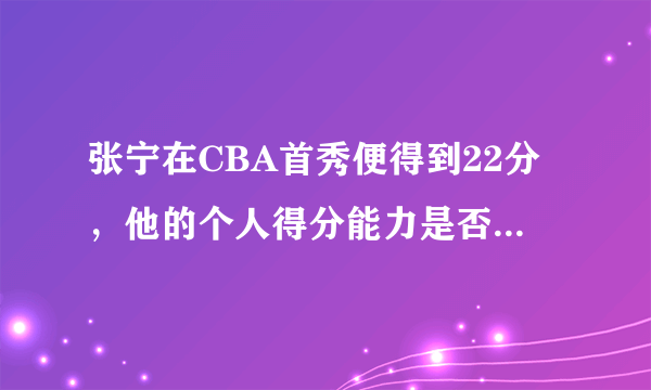 张宁在CBA首秀便得到22分，他的个人得分能力是否被低估了？