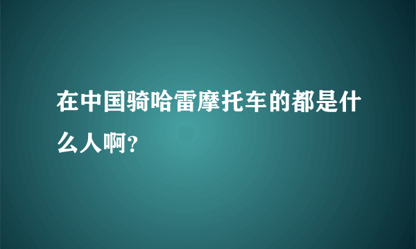 在中国骑哈雷摩托车的都是什么人啊？