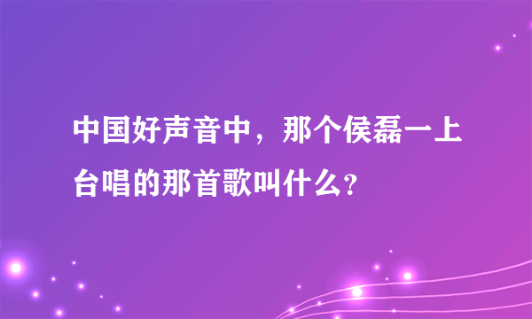 中国好声音中，那个侯磊一上台唱的那首歌叫什么？